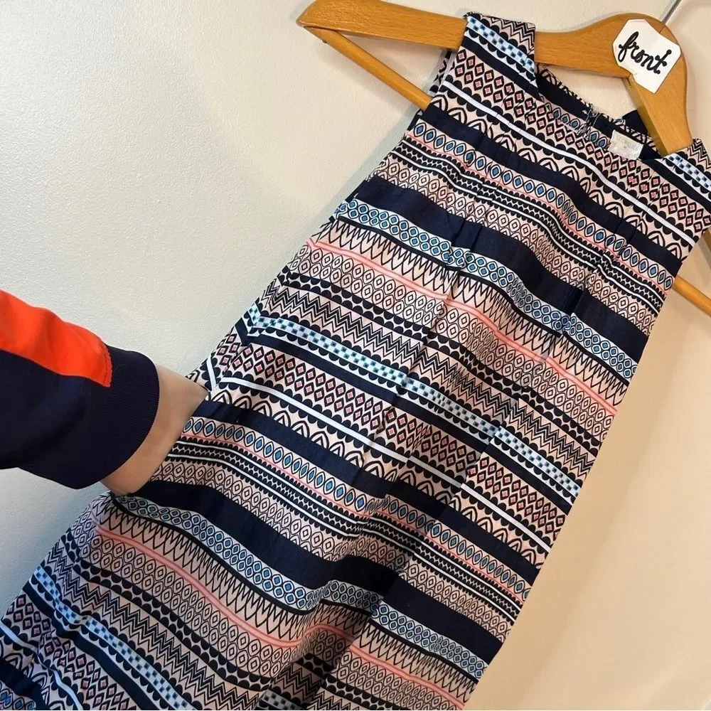 Crewcuts 6 Navy Blue Pink Striped Dress Preppy Luxury Artsy Pockets Boardwalk